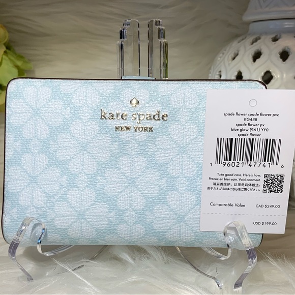 Kate Spade ♠️ New York Blue Glow Spade Flower Wallet NWT - Picture 3 of 12